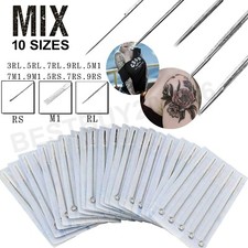 100pcs Mixed Assorted Tattoo Needles 10 Sizes-3 5 7 9RL 5 7 9RS 5 7 9M1 picture