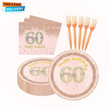60 PCS 60Th Birthday Decorations for Women, 60Th Birthday Plates and Napkins picture