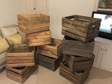 10 x Vintage Wooden Apple/Fruit Crate, Rustic Old Bushel Box Shabby Chic Storage picture