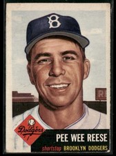 1953 Topps Set-Break # 76 Pee Wee Reese LOW GRADE  Back Damage picture