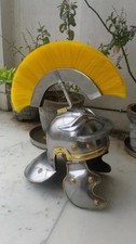 18G Roman Centurion Helmet Silver Yellow Plume Wearable Costume Decor picture