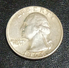1964-D Washington Quarter 25C Silver Business Strike KM#164 0.9 Fine picture