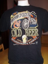 VINTAGE 1994 AMERICAN BIKER 3D EMBLEM HOT MOTORCYCLES & COLD BEER SHIRT XL picture