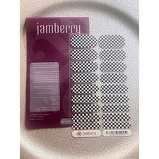Jamberry Black & White Check Nail Wraps Retired HTF Full Sheet New -Skater -Fun picture
