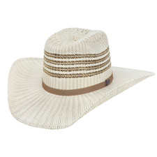 Justin Bent Rail Barrel Bangora Ivory Brown Straw Hat JS3456BARL44 picture
