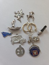 Sterling Silver ~ Lot Of 10 Vintage Charms ~ Shoe, Ship, Horse, DISNEY, Car, 21 picture
