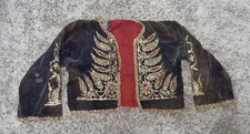 Antique Ottoman Velvet Balkan Folk Costume Jelek Gold Wire Couching picture