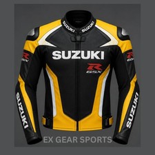 Men Suzuki GSXR Biker Motorcycle Leather Jacket Sports Motorbike Racing Jackets picture