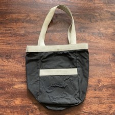 Vintage LL Bean Boat and Tote Bag Medium Black Natural Canvas Heavyweight 14x9 picture