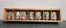 Vintage Japanese Kutani Seven Lucky Gods Sake Cup Set In Original Wooden Box picture