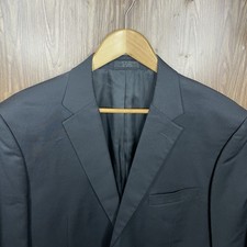 JNY Jones New York Blazer Jacket Mens 42L Black Solid 100% Wool Double Vented picture