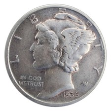 1936-P Mercury Dime VF Very Fine 90% Silver picture