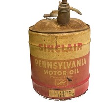 Vintage Sinclair Pennsylvania Motor Oil 5 Gallon Can Gas Station Advertising picture