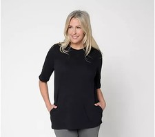 LOGO Lavish by Lori Goldstein Embellished Elbow Sleeve Tee NWT A724788 picture