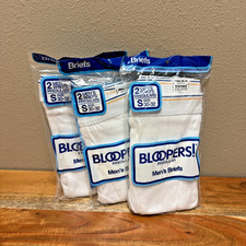 Vintage 1988 FTL Bloopers Men's Briefs SMALL 30-32 - 3, 2 Pack NOS USA Blue Gold picture