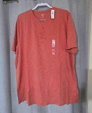 GAP Men’s Solid Knit Henley T-Shirt Short Sleeve Pink Button Accent 2XL NWT picture