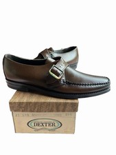 Vintage Dexter Men’s 9.5 B Brown Leather Monk Strap Moc Toe Shoes NOS B12 picture