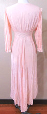Vtg 1920-30s Pink Crepe Georgette & Lace Peignoir Dressing Gown Robe w/Train picture