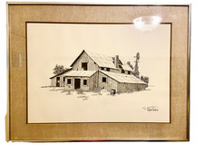 Gaylord Stevens Gone to Pasture Pen Ink Drawing Hand Signed Numbered COA Stamped picture