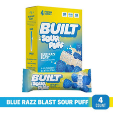 BUILT Sour Puff Protein Bar, Blue Razz Blast, 16g Protein, 4 Count Box, 1.45 oz  picture