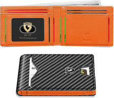 GSOIAX Slim Wallet for Men Rfid Blocking Leather Bifold Front Pocket Carbon Fibe picture