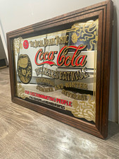 Coca-Cola Framed Advertising Mirror Relieves Fatigue -Super RARE vintage picture