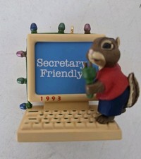 Hallmark Christmas Ornament Secretary Friendly Computer Keyboard 1993 picture