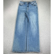 Judy Blue Baggy Wide Leg Jeans Women 11/30 (29x32) Blue Distressed High Rise picture