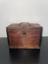 Antique Hand Carved Utility Storage Box 9,5”x 6,5”x5” Very Rare picture