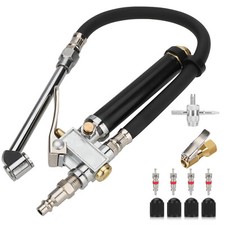 Dual Head Tire Inflator Air Pressure Gauge with Lock on Air Chuck for Car Truck picture