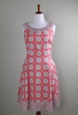 TALBOTS $138 Medallion Print Shirred Trim A-Line Lined Sleeveless Dress Size 12 picture