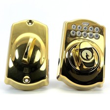Schlage Camelot Electronic Keypad Deadbolt BE365 Bright Brass, New Open Box picture