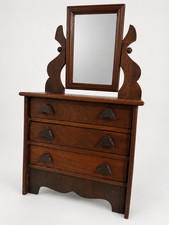Vintage Wood Dresser Chest of Drawers with Swivel Mirror 3-Drawer Rustic picture