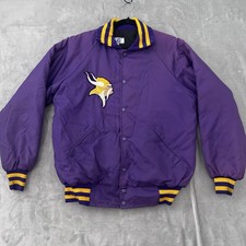 Vintage 80s Minnesota Vikings Jacket Mens M Purple Chain Stitch Bomber NFL Rare picture