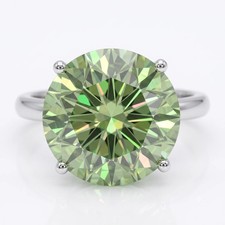 Rare Amazing 9.10 Ct Certified Round Green Diamond Solitaire Ring In 925 Silver picture