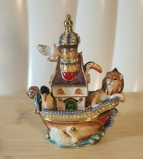 VERY RARE. Noah’s Ark Trinket Jewelry Box  Decorative Enameld Lion.  picture