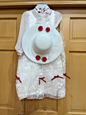 Disney Store Mary Poppins Girl's Dress Costume & Hat Kids Halloween White S5/6 picture