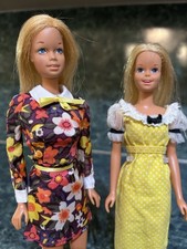 Vintage Malibu Barbie in 3347 & Francie in yellow dress. TLC lot. Very pretty picture