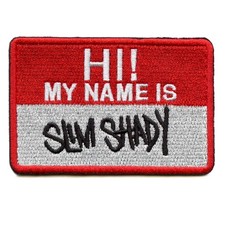 Eminem Hi My Name Is Slim Shady Name Badge Patch Rapper Album Embroidered Iron O picture