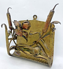 Antique french Art Nouveau mail holder early 1900's gilded metal picture