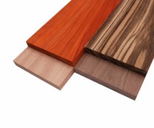 Imported Exotic Hardwood Variety Pack - Zebrawood, Walnut, Padauk, Okoume - 3/4