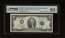 DBR 2003 $2 FRN Minneapolis STAR Fr. 1937-I* PMG 64 EPQ Low Serial I00005312* picture