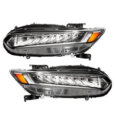 2Pcs For 2018-2020 Honda Accord Full LED Headlight Chrome Left Right Side Pair picture