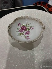 Antique Rose Porcelain Bowl Floral Gilt Trim 6–8 picture