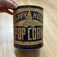 Antique Happy Hour J&N Chicago Pop Corn Tin Vintage picture
