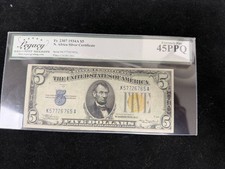 Fr 2307 1934A $5 North Africa WW2 Emergency Notes Legacy Graded 45 PPQ picture