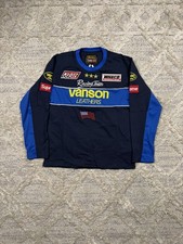 SUPREME VANSON LEATHER BLUE L/S TOP SIZE MEDIUM PREOWNED picture