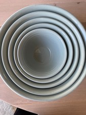 Vintage Bauer Pottery Mixing Bowls – Set of 5 – 2000s Era – Sage Green picture