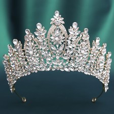 9.8cm Tall Large Crystal Pageant Wedding Queen Princess Tiara Crown For Women picture