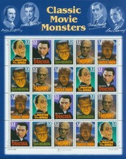 United States 32¢ Classic Movie Monsters Postage Stamp #3168-72 Full Sheet picture